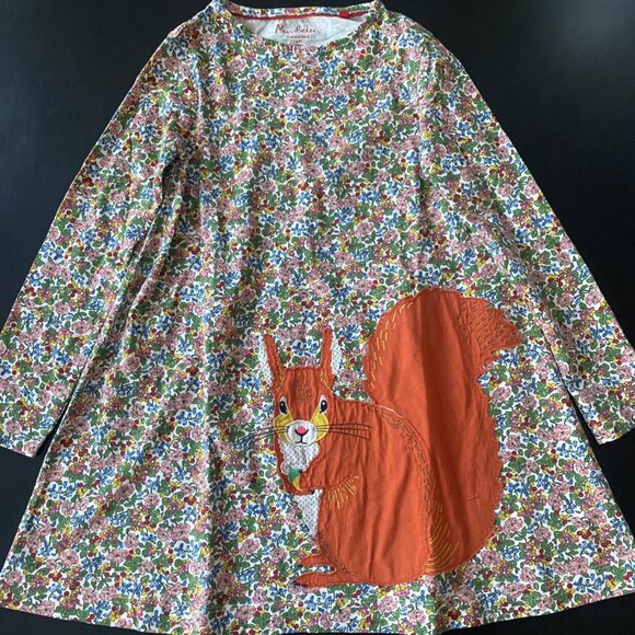 NWOT Mini Boden Squirrel Appliqué Dress Size 8-9 - Picture 1 of 7